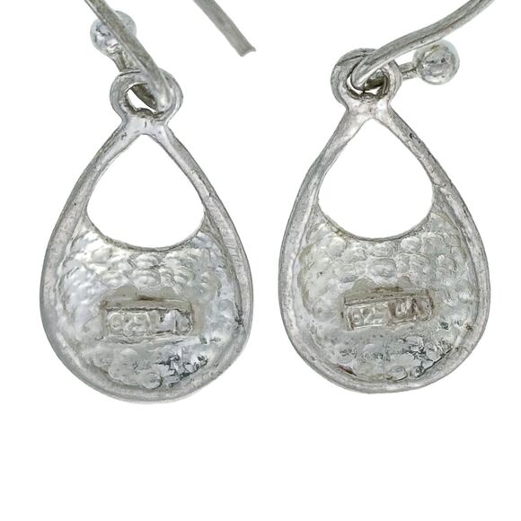 Vintage Footnotes Sterling Silver 925 Oxidized Pattern Teardrop Dangle Earring - Picture 3 of 5